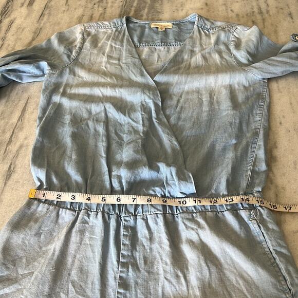 Anthropologie Cloth & Stone chambray romper Woman’s Size S Convertible Sleeve - Picture 12 of 16